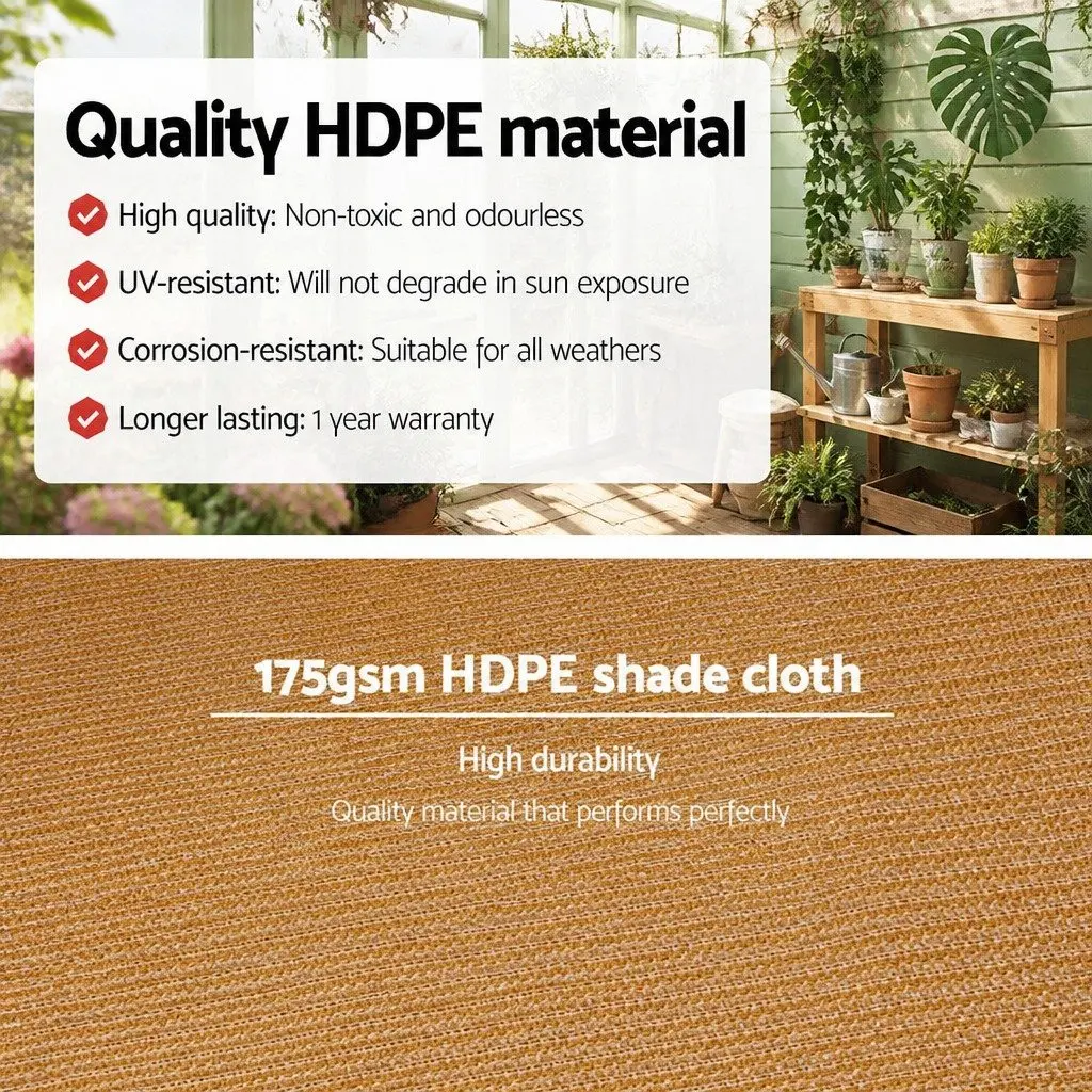 Shade Cloth 70% UV Block HPDE Knitted Fabric 3.66m x 10m Beige