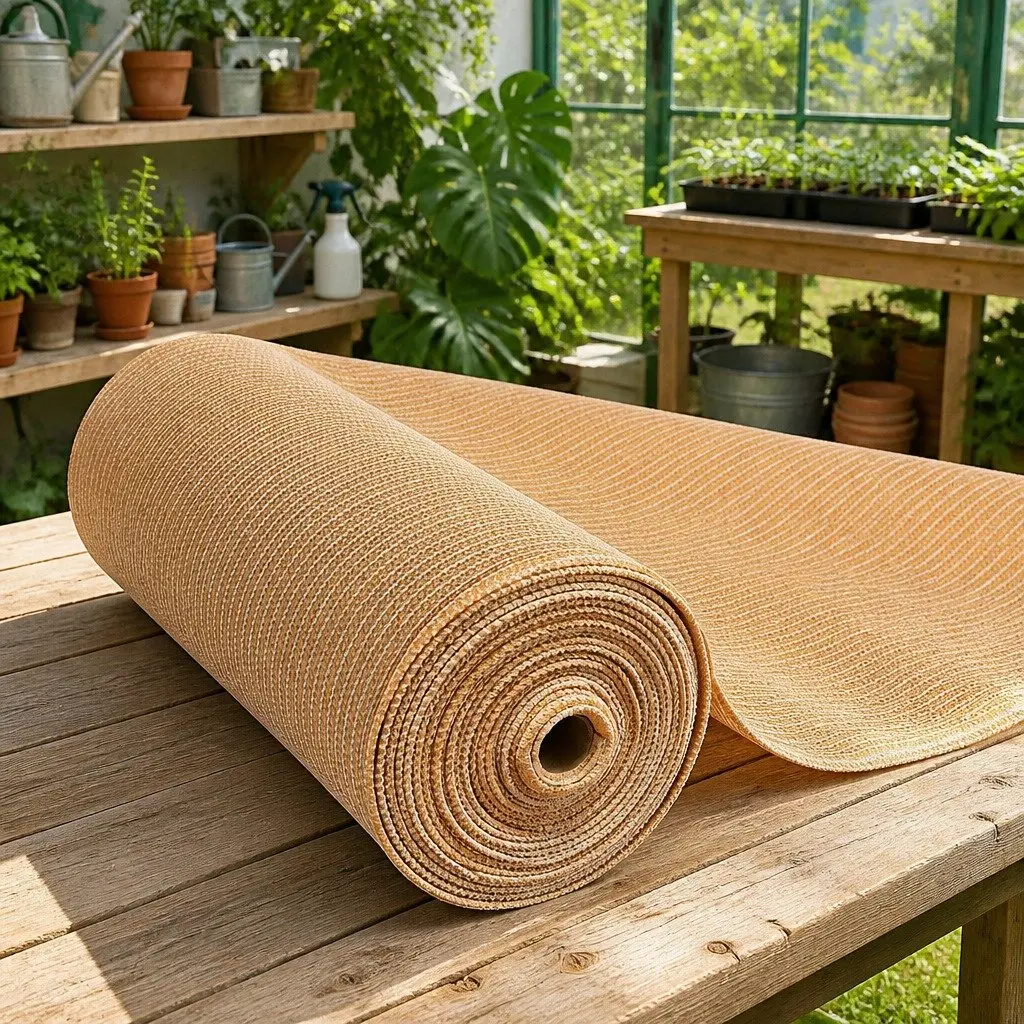 Shade Cloth 70% UV Block HPDE Knitted Fabric 3.66m x 10m Beige
