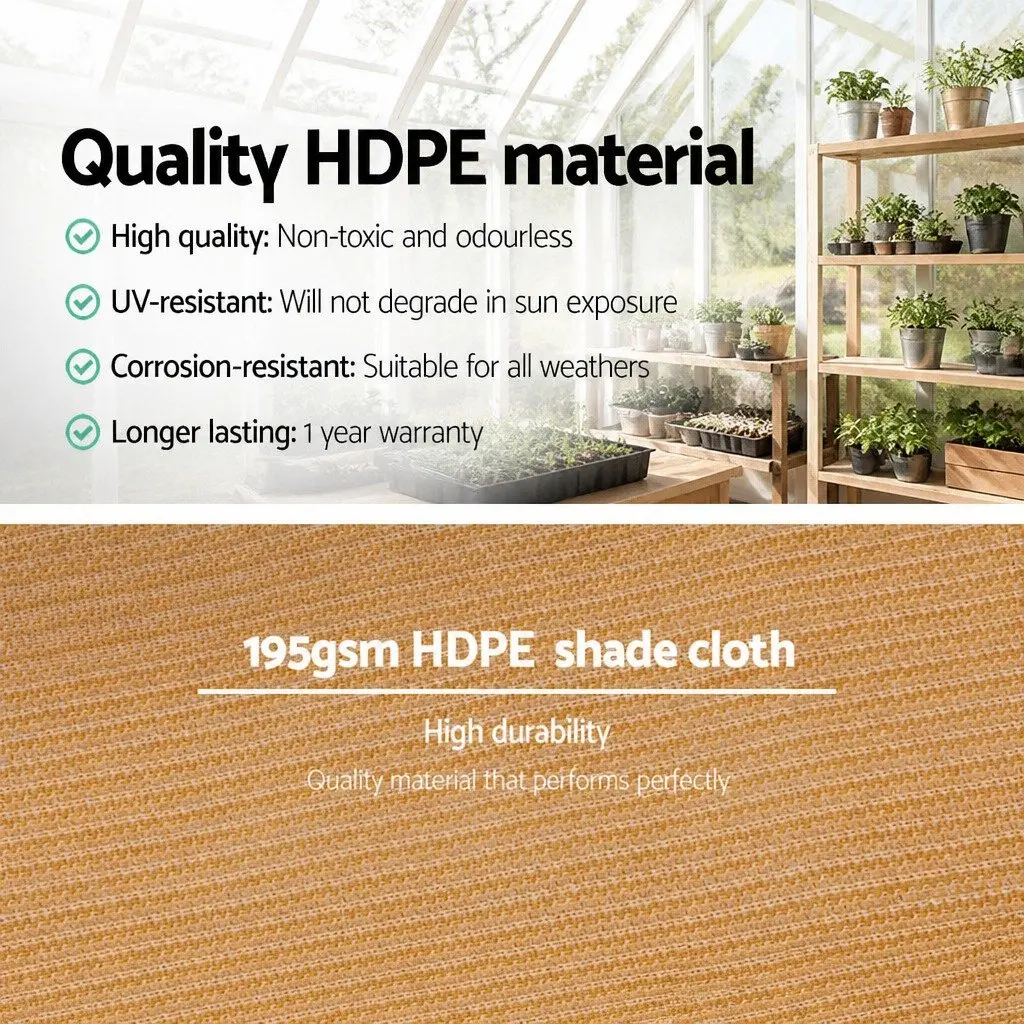 Shade Cloth 90% UV Block 3.66x10m Beige Shadecloth Roll Heavy Duty Garden