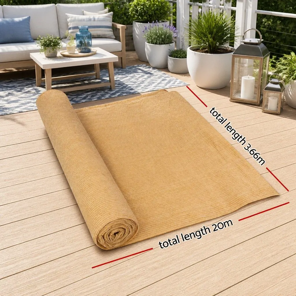 Shade Cloth Knitted Fabric 3.66m x 20m Heavy Duty 50% UV Block Beige