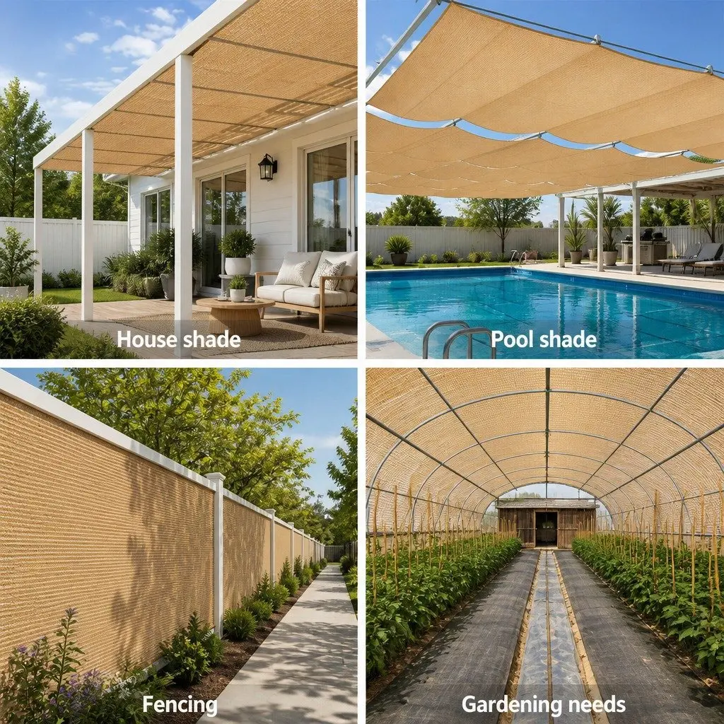 Shade Cloth Knitted Fabric 3.66m x 20m Heavy Duty 50% UV Block Beige