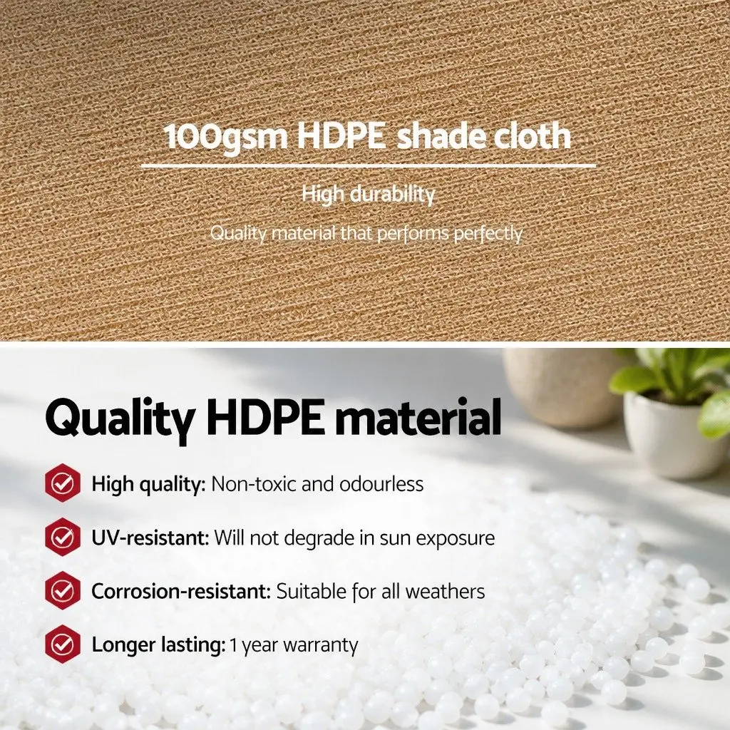 Shade Cloth Knitted Fabric 3.66m x 20m Heavy Duty 50% UV Block Beige