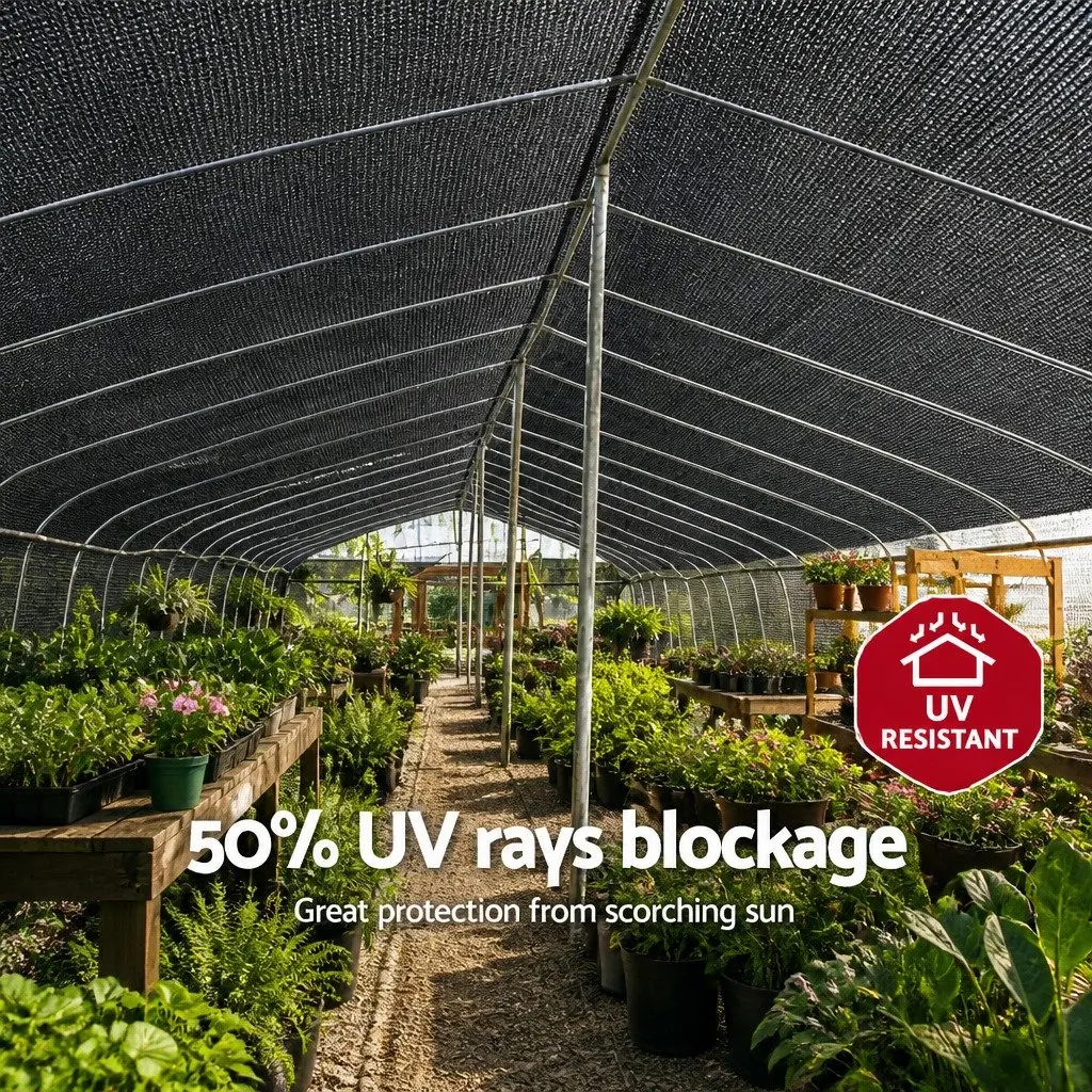 Shade Cloth Heavy Duty Knitted Fabric 3.66x20m Black 50 UV Block