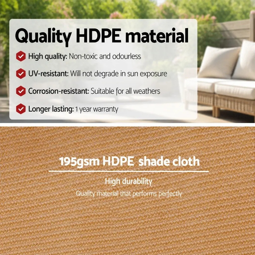 Shade Cloth Knitted Fabric 3.66x20m Beige Heavy Duty UV Stabilized 90% Shade Block