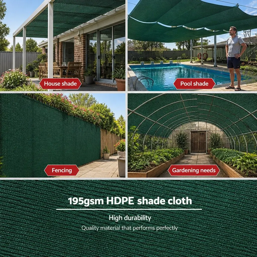 Shade Cloth Heavy Duty UV-Stabilised 3.66x20m Green 90% Shade Block for Garden Greenhouses Agricultural Use