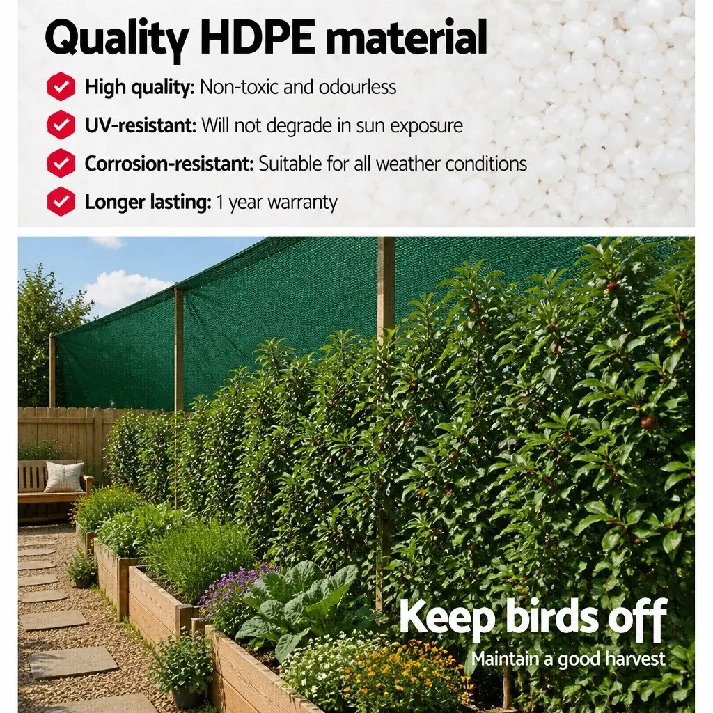 Shade Cloth Heavy Duty UV-Stabilised 3.66x20m Green 90% Shade Block for Garden Greenhouses Agricultural Use