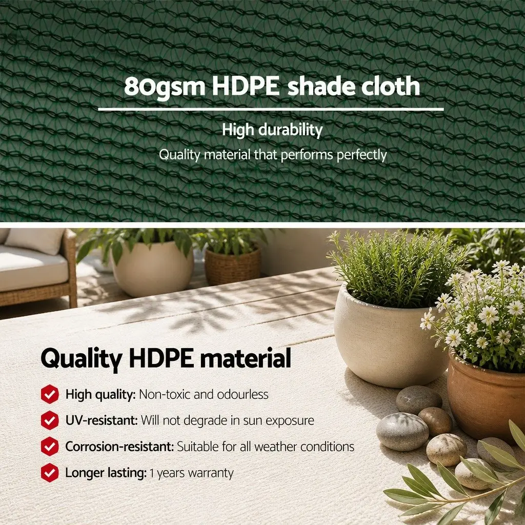 Shade Cloth 30% UV Block Mono-tape Knitted Fabric 3.66m x 20m Green