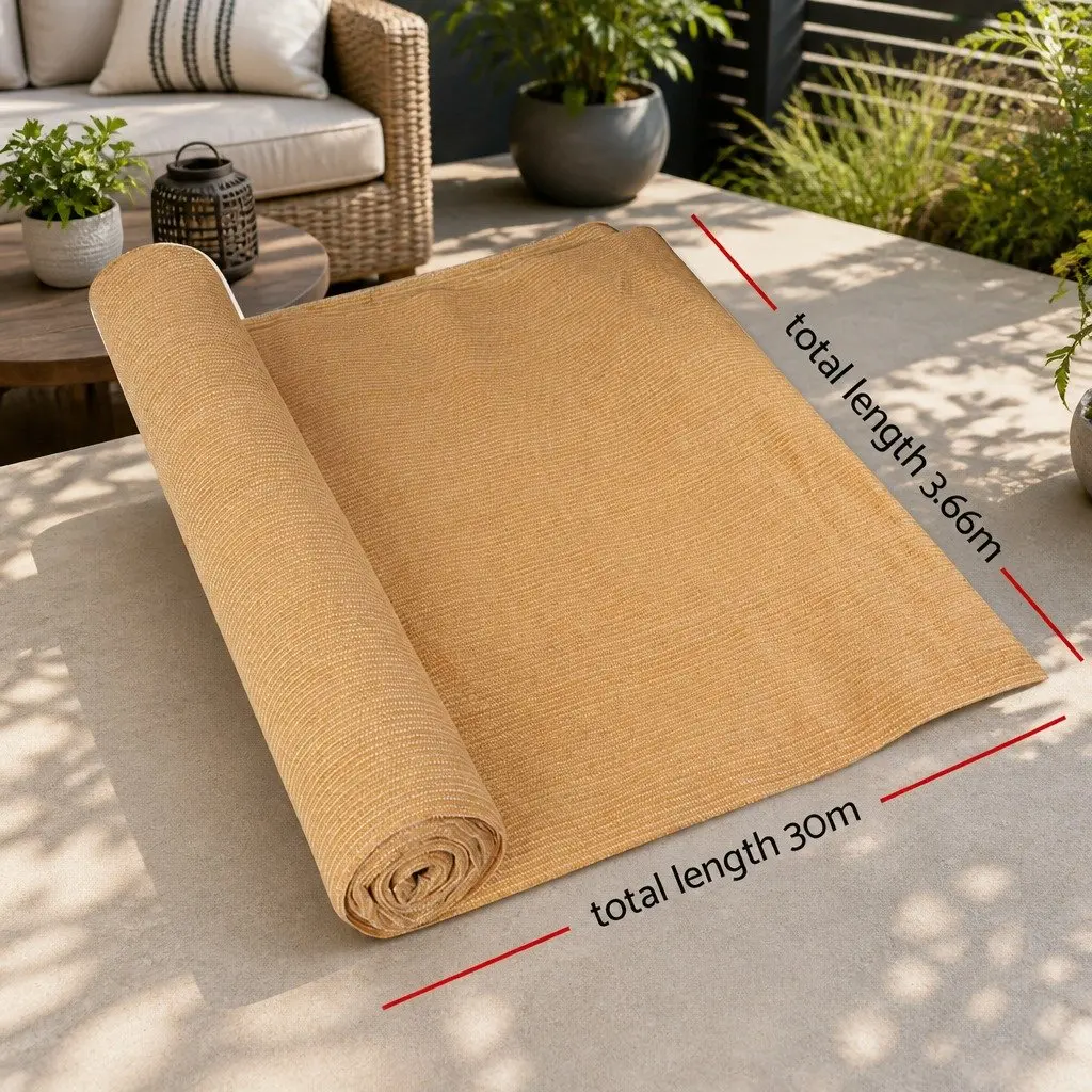 Shade Cloth Roll UV-Stabilised HPDE 3.66m x 30m Heavy Duty 50% Shade Block Beige