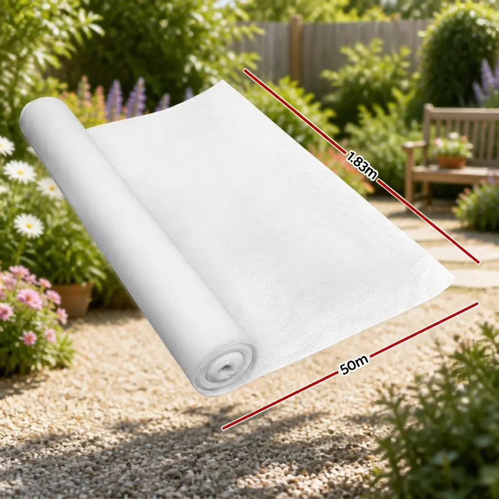 Shade Cloth 50% UV Block Mono-tape Knitted Fabric 1.83m x 50m White Garden Greenhouse Shadecloth Roll