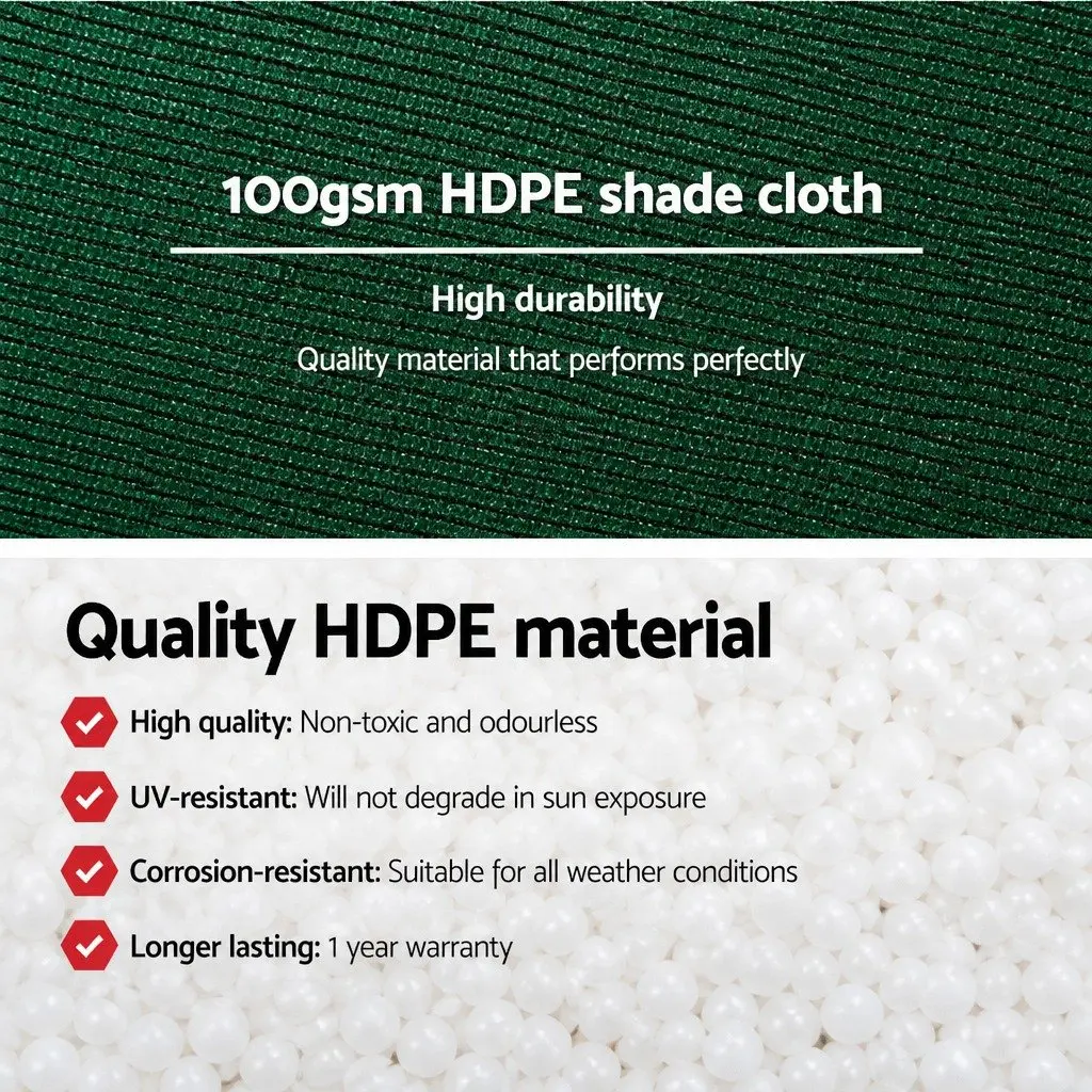Shade Cloth HPDE 3.66m x 10m Green Heavy Duty UV-Stabilised 50% Shade Block
