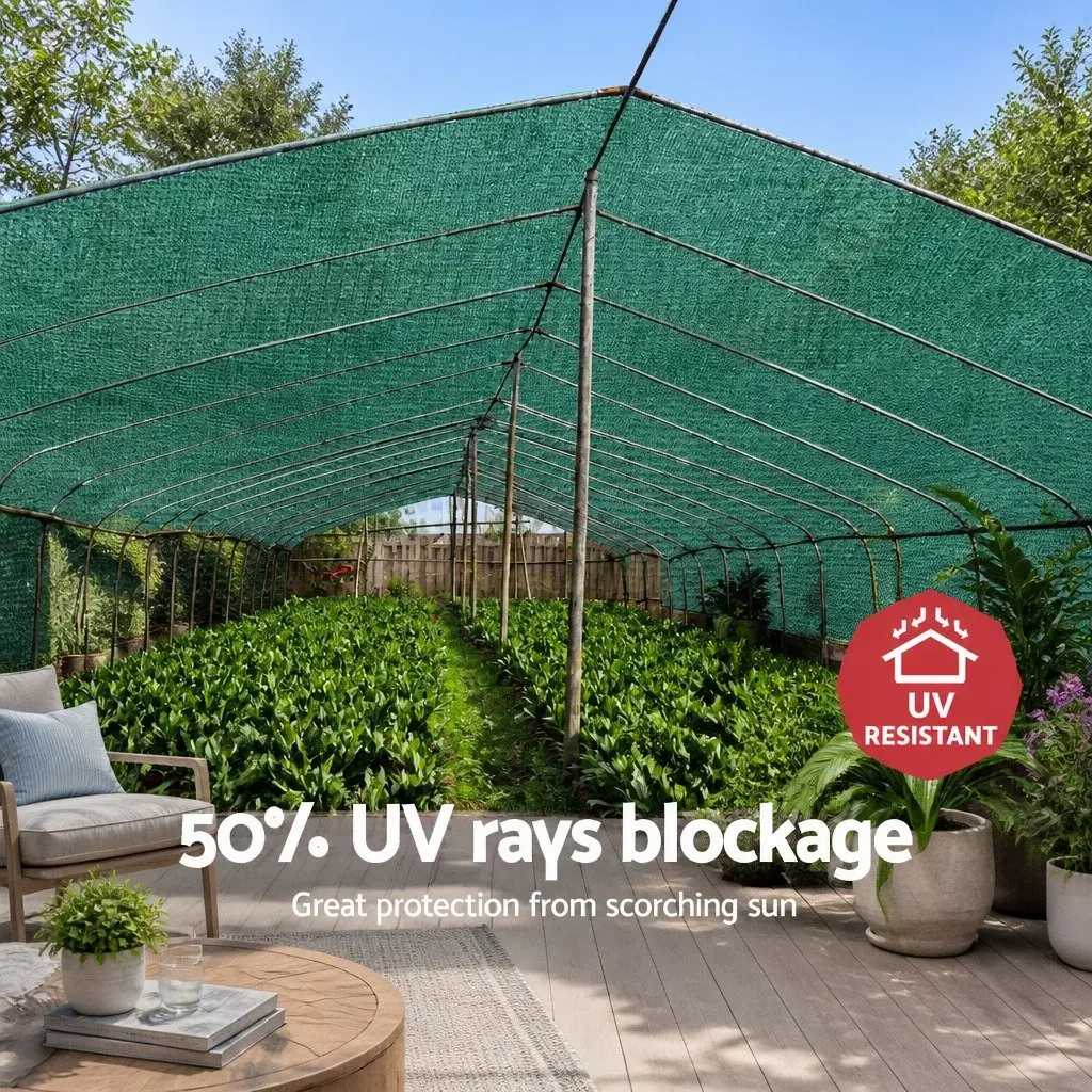 Shade Cloth HPDE 3.66m x 10m Green Heavy Duty UV-Stabilised 50% Shade Block
