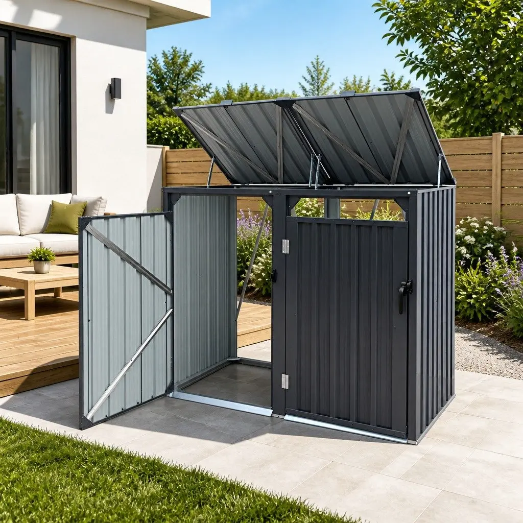 Double Wheelie Bin Shed for Home Use