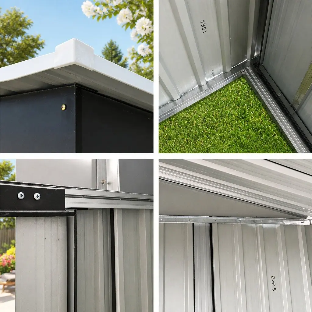 Garden Shed Galvanized Steel 1.62x0.86M Grey Outdoor Storage Tool Workshop with Sliding Door