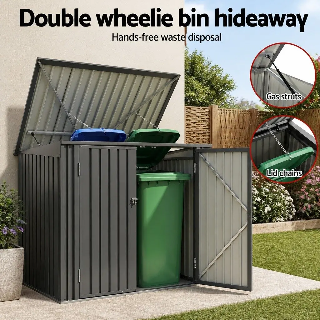 Garden Shed Steel Storage Enclosure Outdoor Lockable Grey 158cm x 101cm x 133cm