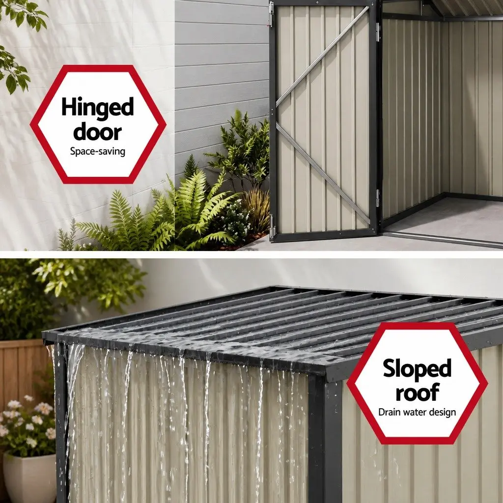 Garden Shed Steel Storage Enclosure Outdoor Lockable Grey 158cm x 101cm x 133cm