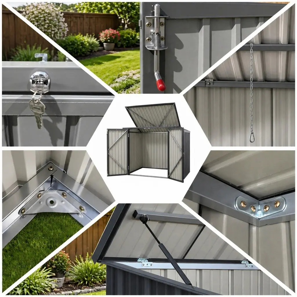 Garden Shed Steel Storage Enclosure Outdoor Lockable Grey 158cm x 101cm x 133cm