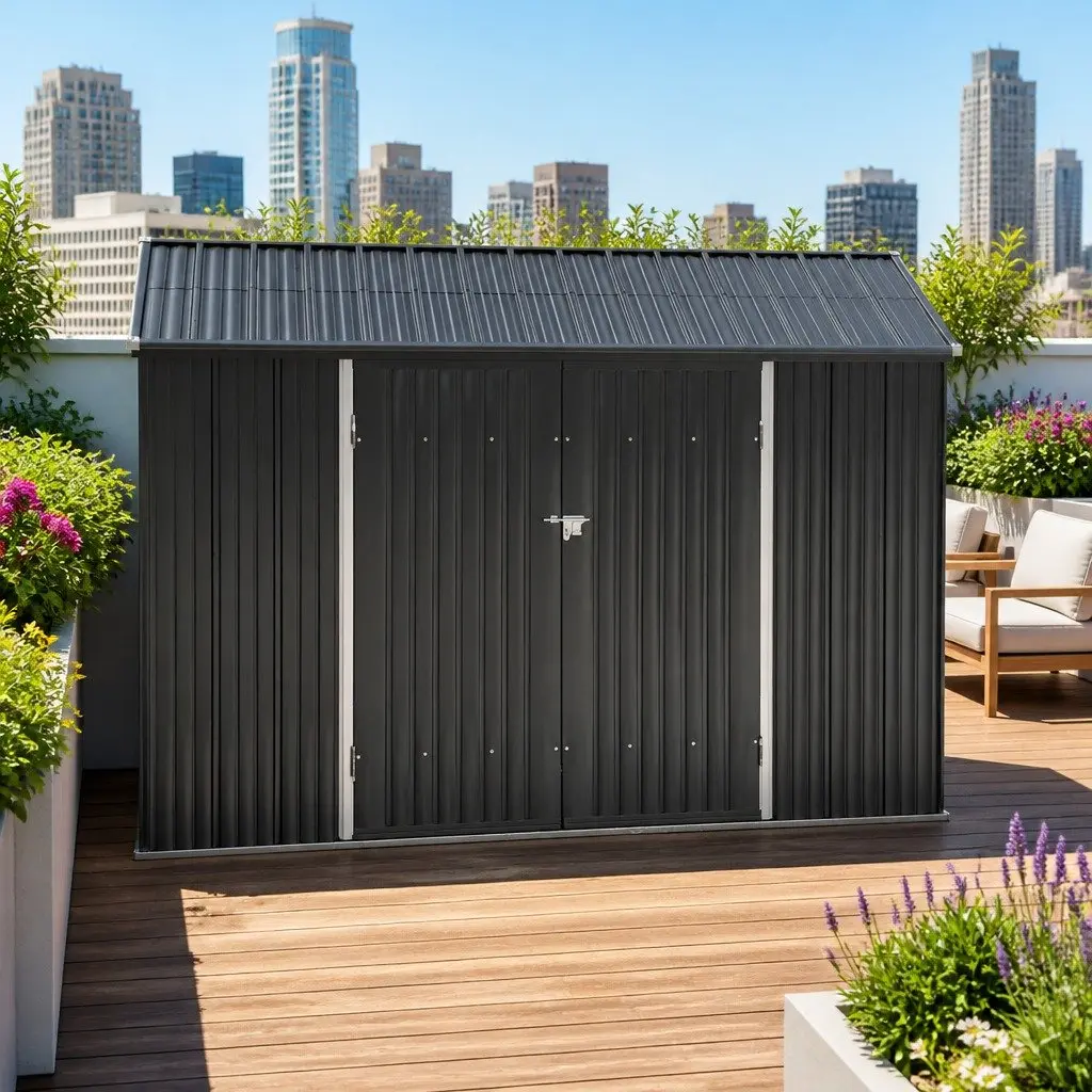 Garden Shed Galvanised Steel 3.05x1.5M Light Grey Outdoor Storage Workshop House Shelter