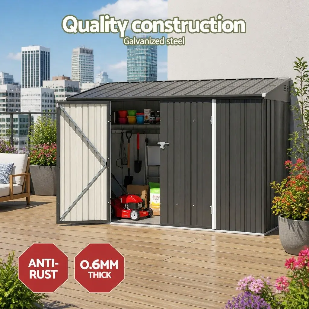Garden Shed Galvanised Steel 3.05x1.5M Light Grey Outdoor Storage Workshop House Shelter