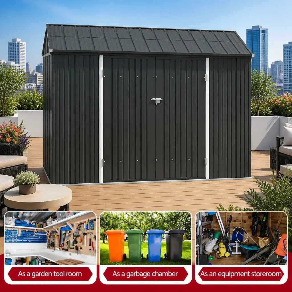 Garden Shed Galvanised Steel 3.05x1.5M Light Grey Outdoor Storage Workshop House Shelter