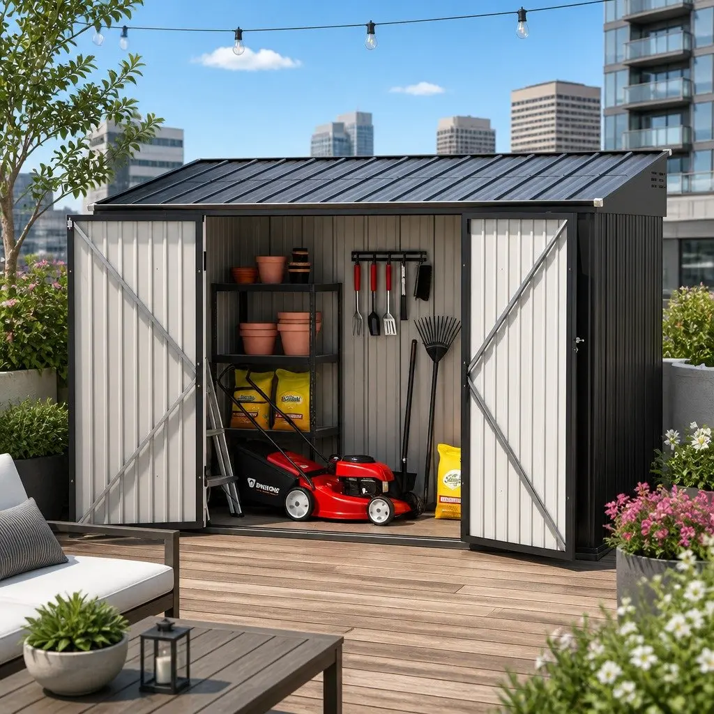 Garden Shed Galvanised Steel 3.05x1.5M Light Grey Outdoor Storage Workshop House Shelter