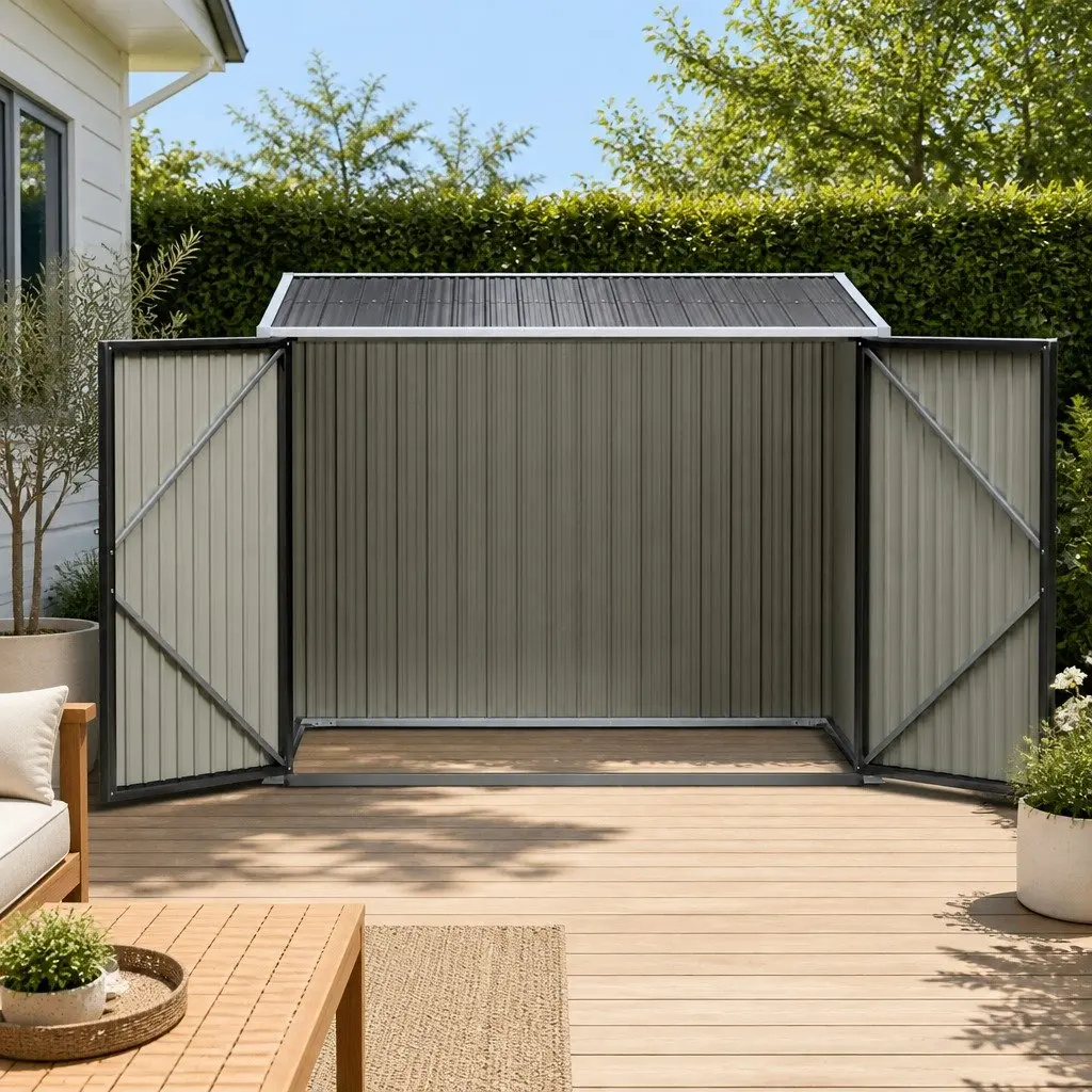 Garden Shed Galvanized Steel Frame 2.06x1.96M Black