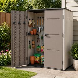 Garden Storage Shed Outdoor Tool Workshop Double Hinge Lockable Doors 143cm
