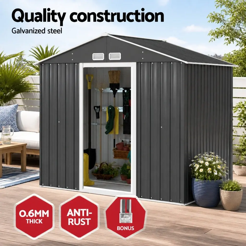 Garden Shed Outdoor Storage 2.15x1.3M Tool Workshop House Shelter Sliding Door