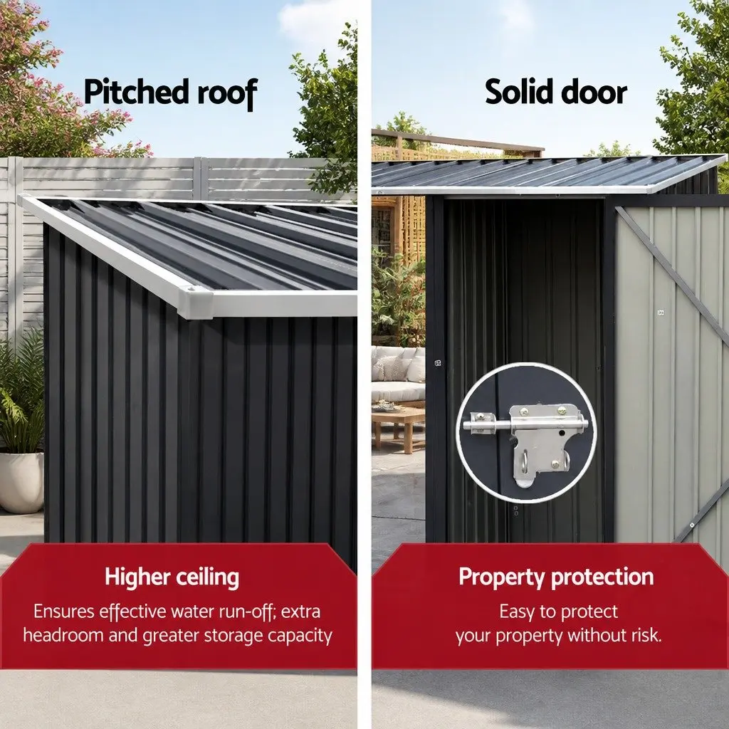 Garden Shed Steel 249x104cm Anthracite 2-in-1 Outdoor Tool Storage