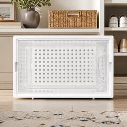 Stackable Shoe Storage Boxes 12 Pcs Clear Display Cases Organiser White