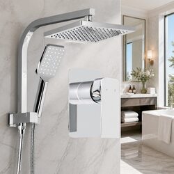 8 Inch Rain Shower Head Set Handheld Mixer Tap Chrome Bathroom Fixture