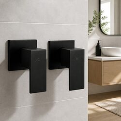 Shower Twins Tap Wall Bath Taps Matte Black Hot Cold Basin Bathroom Mixer Brass