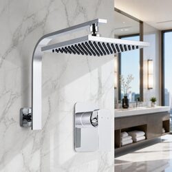 Versatile 8 Inch Rain Shower Head with Mixer for Home Use