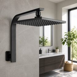 8 Inch Rain Shower Head Wall Arm Square Matte Black High Pressure Overhead