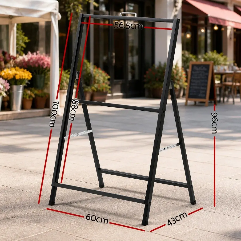 A1 Frame Sign Stand Heavy-duty Steel Single Sided Black Outdoor Advertising Display Board