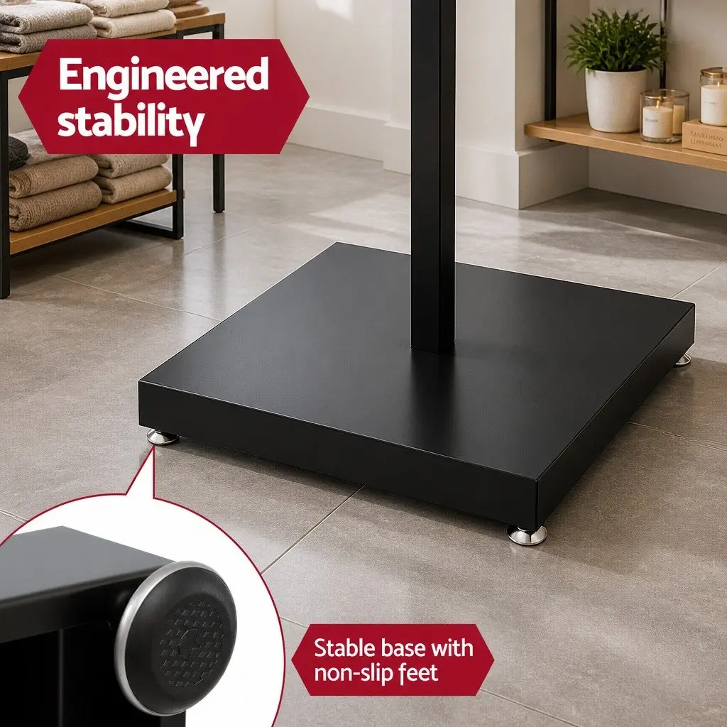 Pedestal Sign Holder Double Sided Display Stand Steel Plastic 65x90x166cm Black