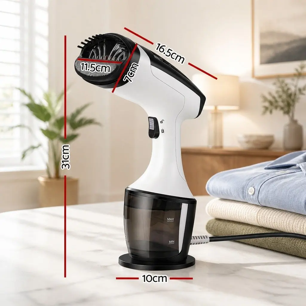 Handheld Garment Steamer 1500W Portable White 160ml Fast Heat-Up Continuous Steam