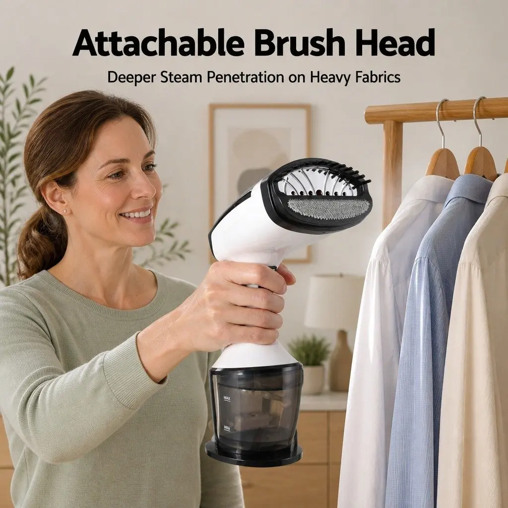 Handheld Garment Steamer 1500W Portable White 160ml Fast Heat-Up Continuous Steam