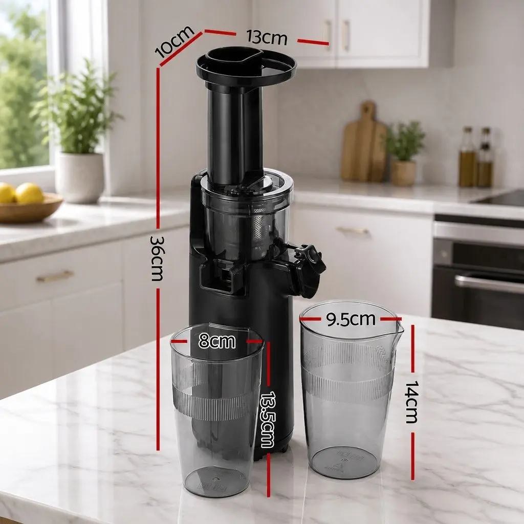 Slow Juicer Masticating Auger 130W Black Cold Press Fruit Juice Extractor