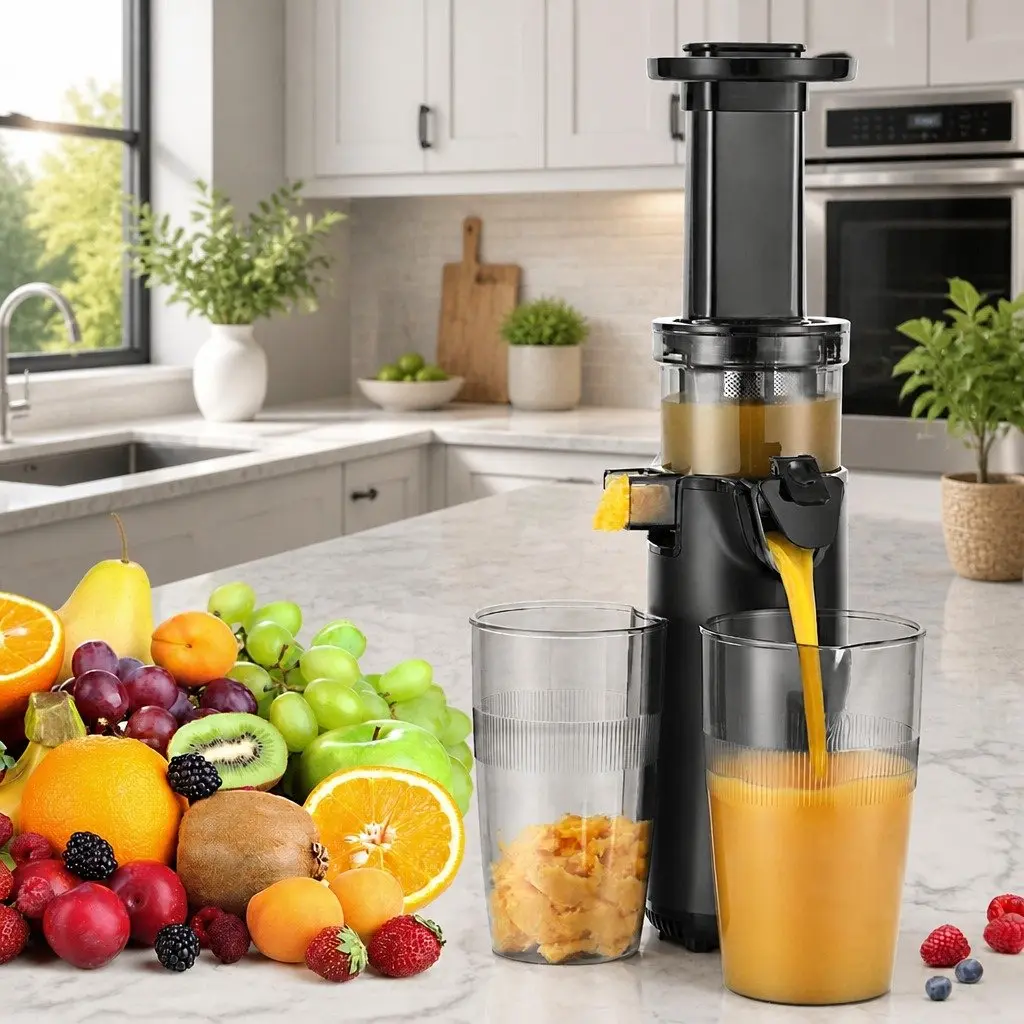 Slow Juicer Masticating Auger 130W Black Cold Press Fruit Juice Extractor