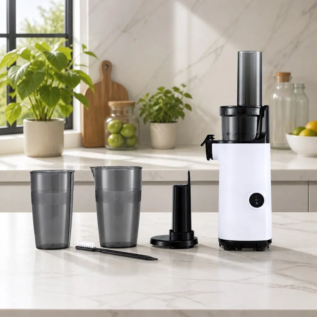 Slow Juicer White 130W Cold Press Machine Low Speed Masticating Technology for Home Kitchen Juice Extraction