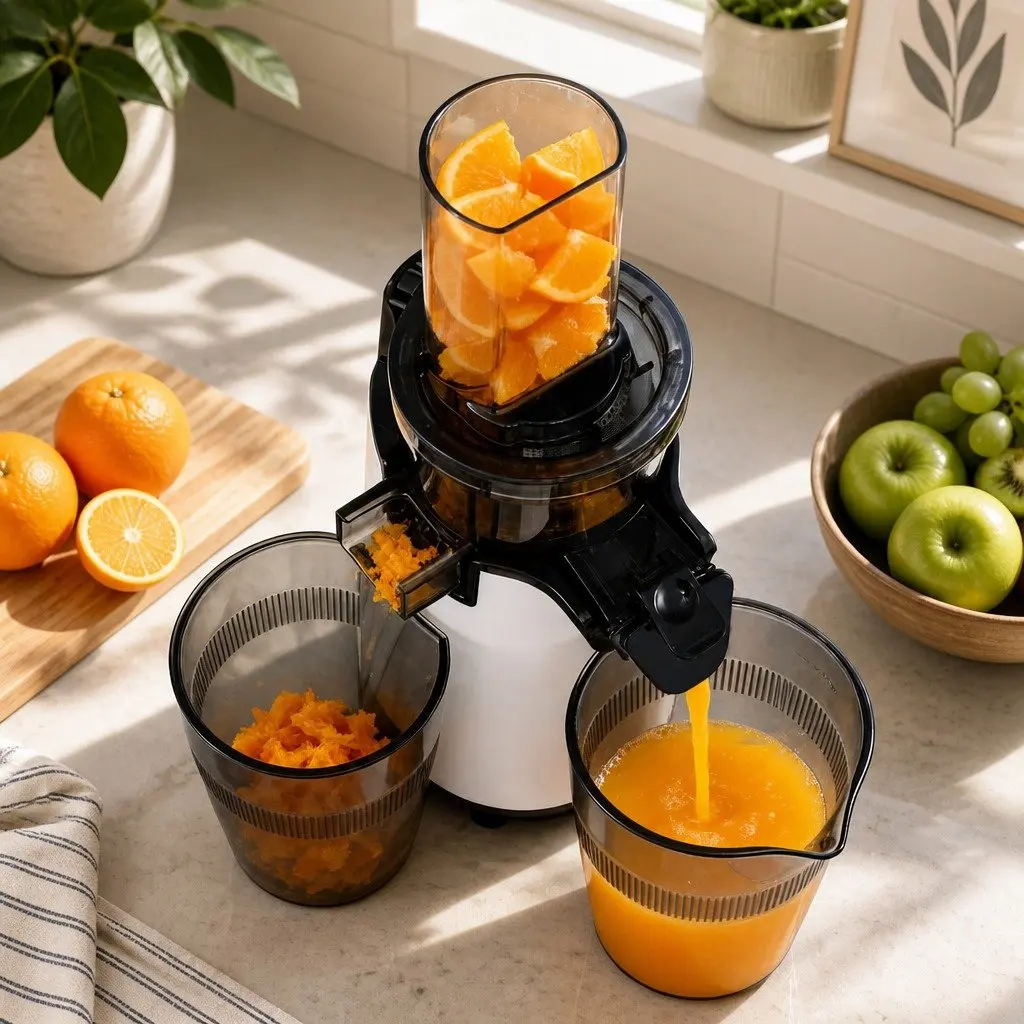 Slow Juicer White 130W Cold Press Machine Low Speed Masticating Technology for Home Kitchen Juice Extraction