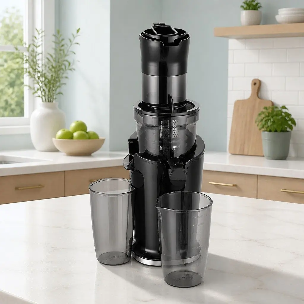 Slow Juicer Low Speed Masticating Auger 200W Cold Press Black 17.5cm x 16.5cm x 45cm