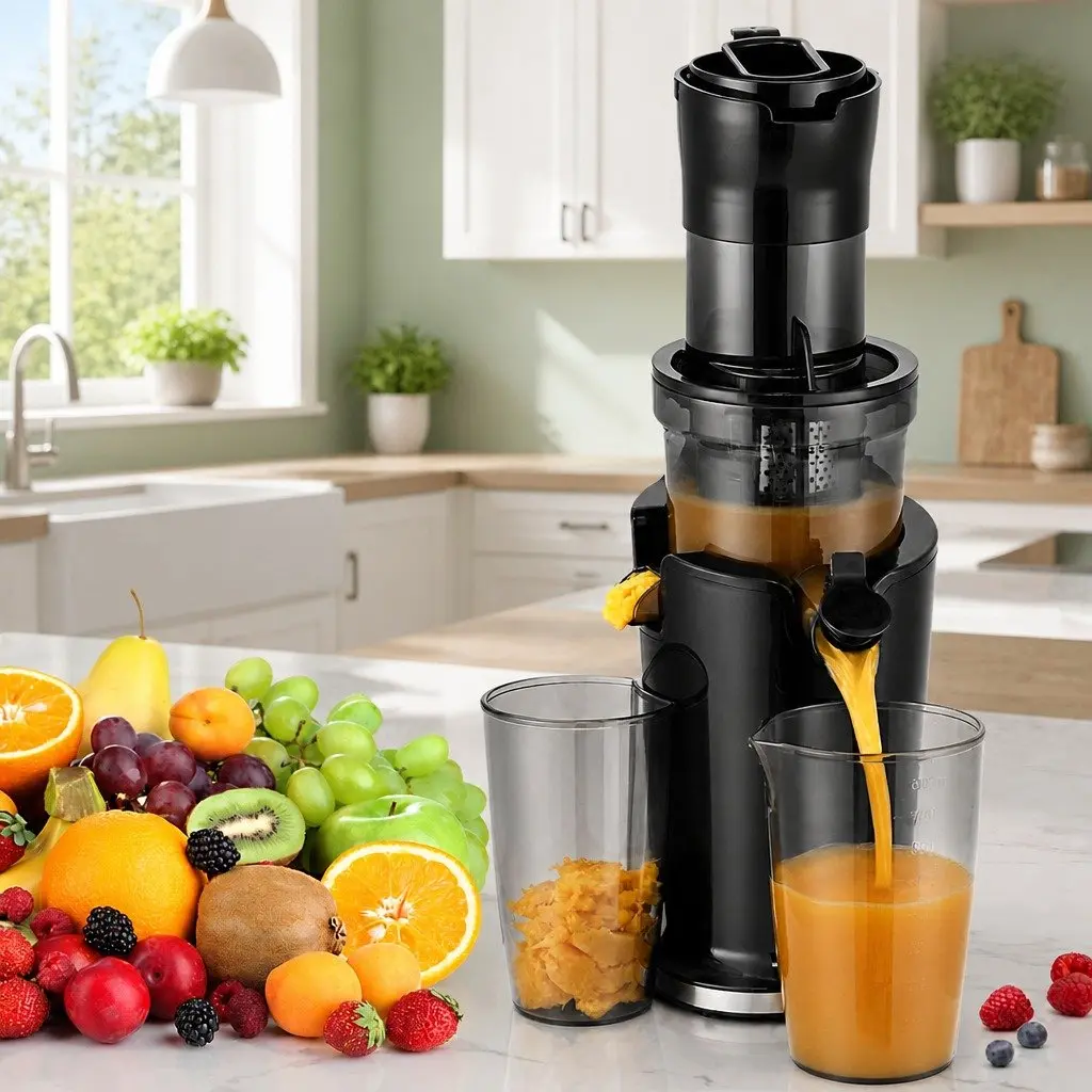 Slow Juicer Low Speed Masticating Auger 200W Cold Press Black 17.5cm x 16.5cm x 45cm