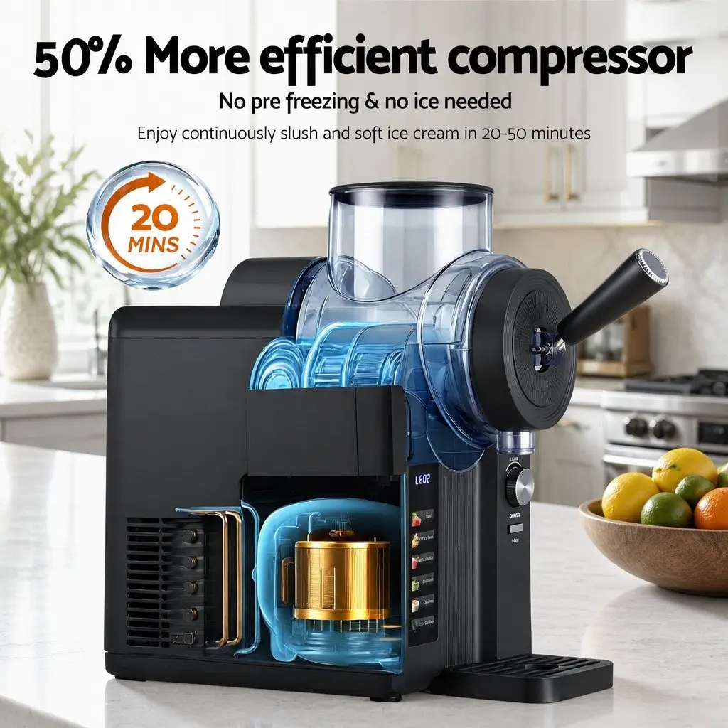 Slushie Machine Ice Cream Maker 2L Plastic Black