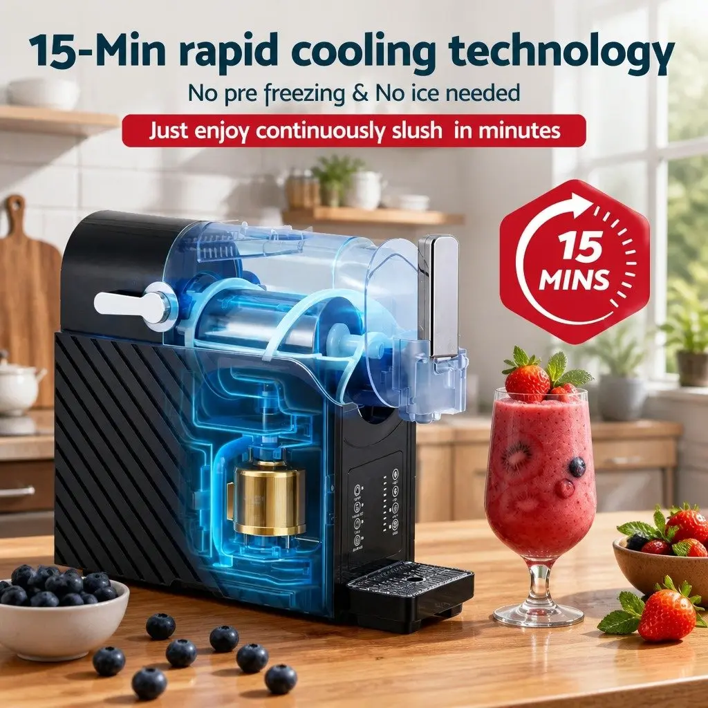 Slushie Machine Black 1.8L Plastic Frozen Smoothies Milkshakes Ice Drink Blender