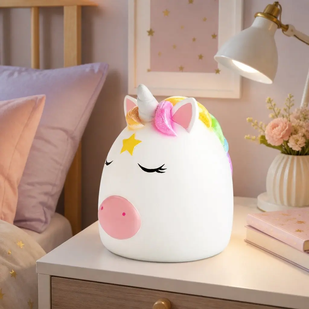 Unicorn Table Lamp LED Night Light Soft Warm Decorative for Kids Bedroom