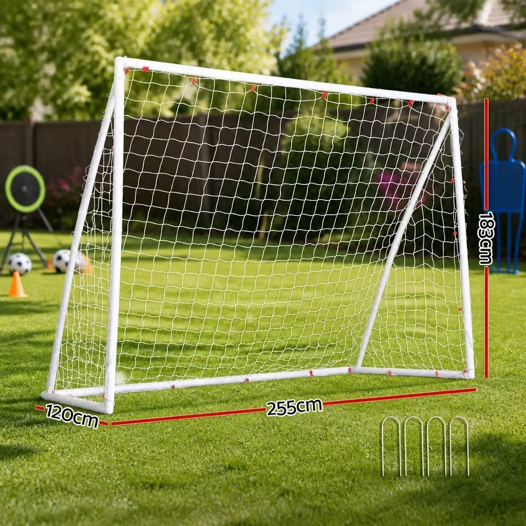 8FT Soccer Football Goal Net UPVC Frame PE Mesh Weatherproof Portable Backyard