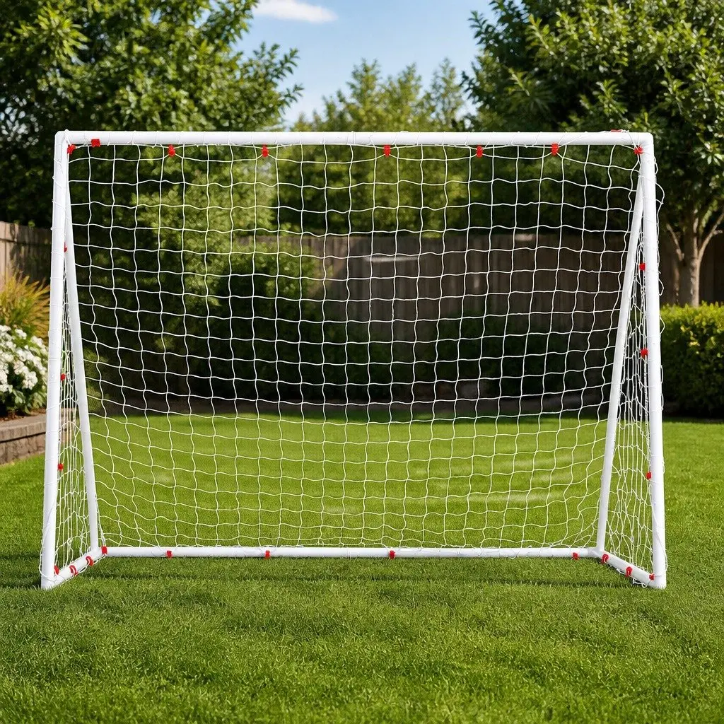 8FT Soccer Football Goal Net UPVC Frame PE Mesh Weatherproof Portable Backyard