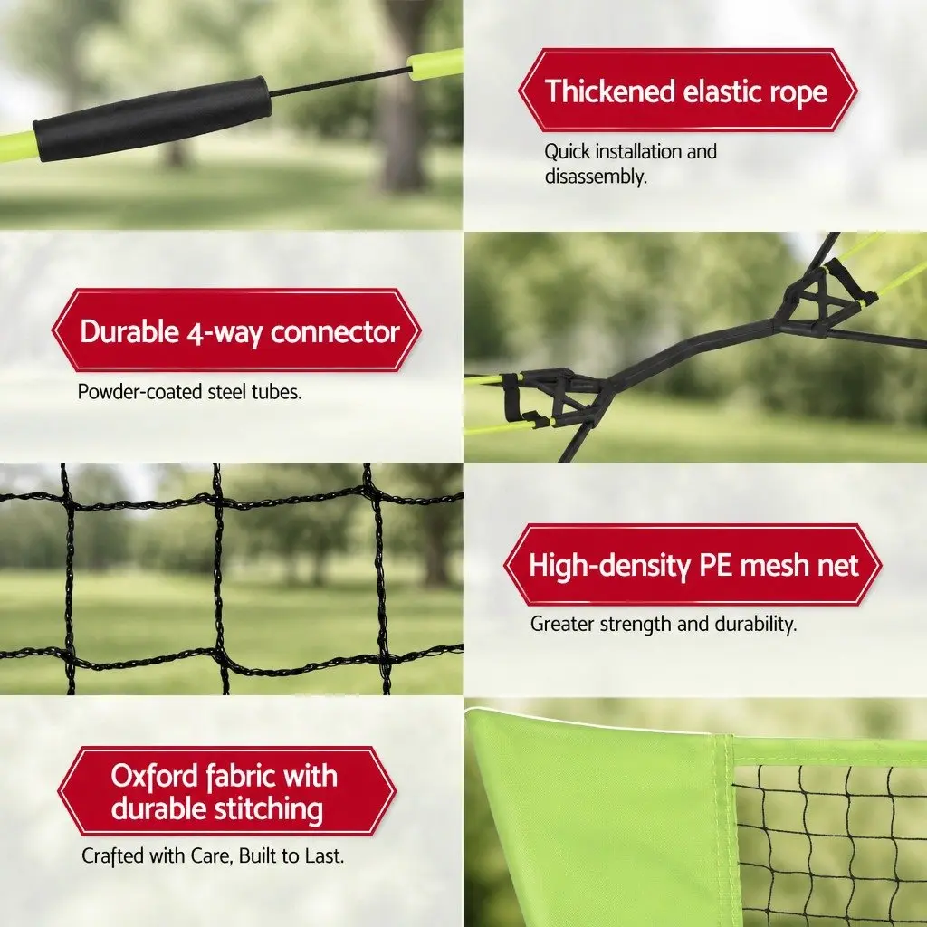 Portable Sports Net Black Powder-Coated Steel 3M Green