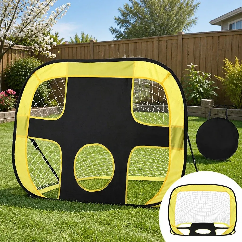 Portable Soccer Goal Net Training Target Rebound Practice Green 107cm x 78cm x 78cm